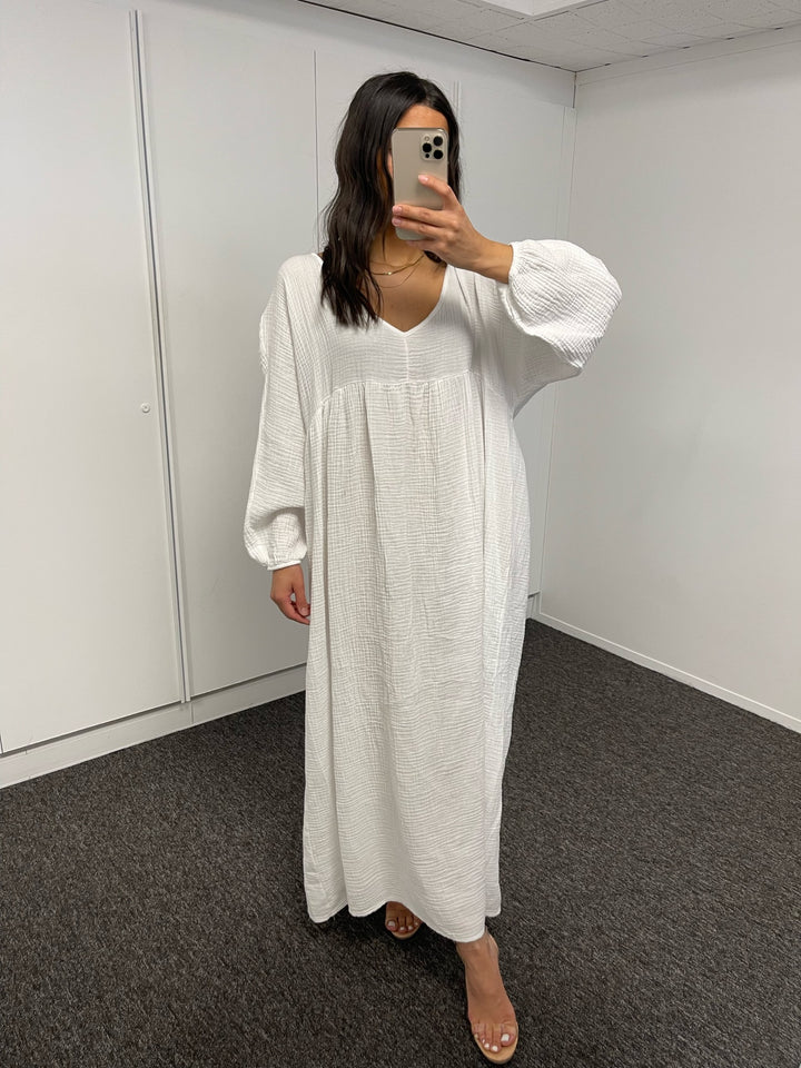 ROBE LONGUE GAZ DE COTON BLANCHE